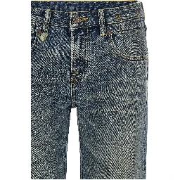 Blue Cotton Flared Jeans