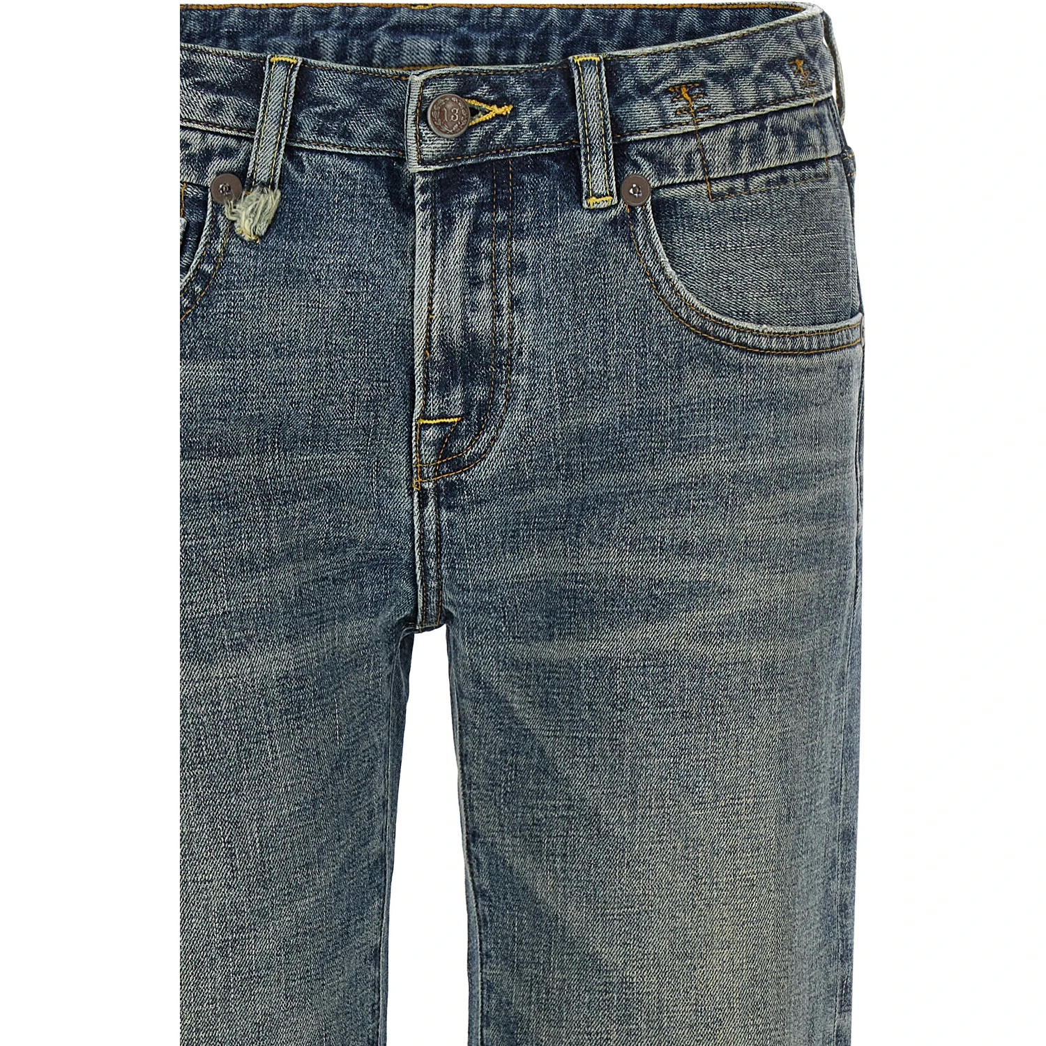 Blue Cotton Flared Jeans