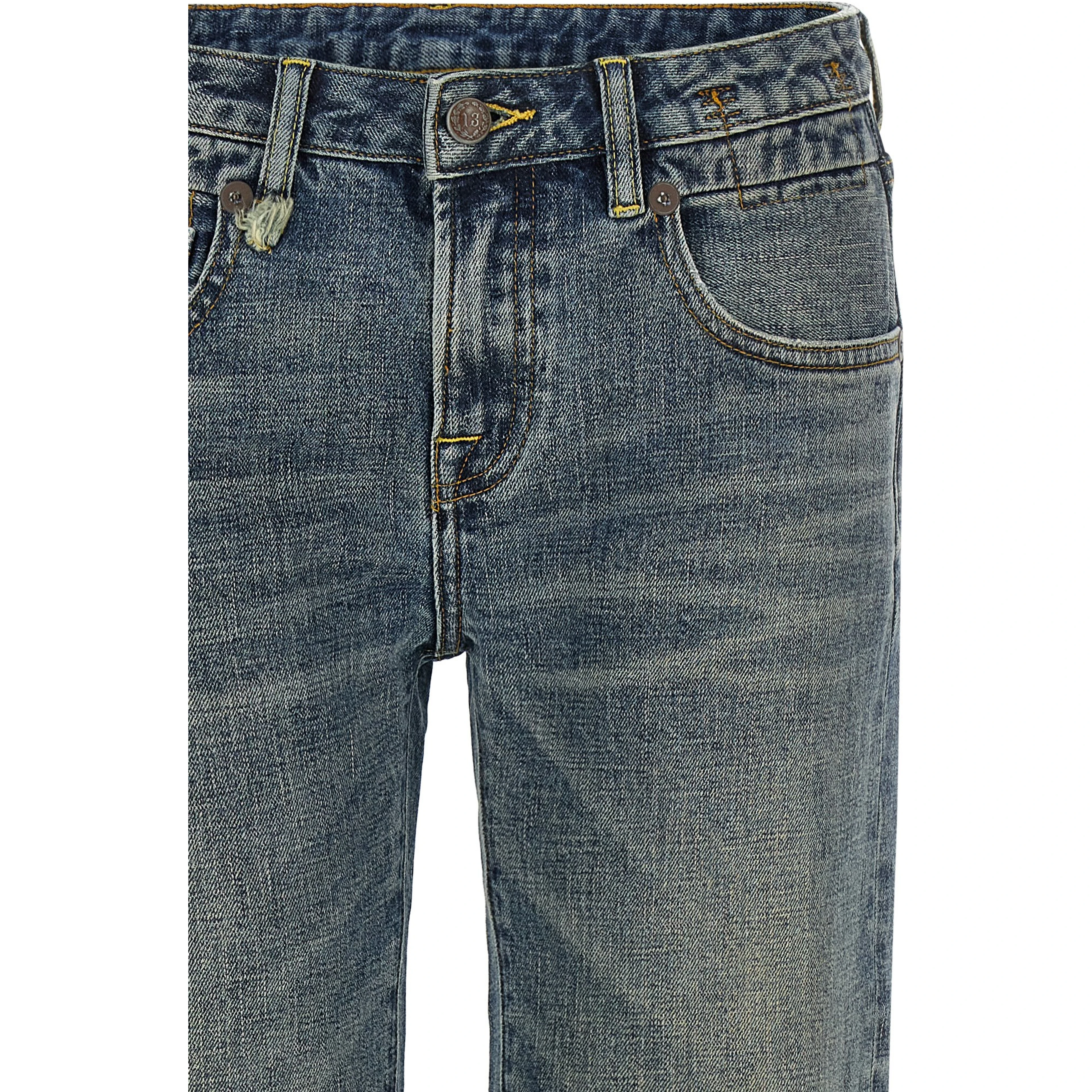 Blue Cotton Flared Jeans