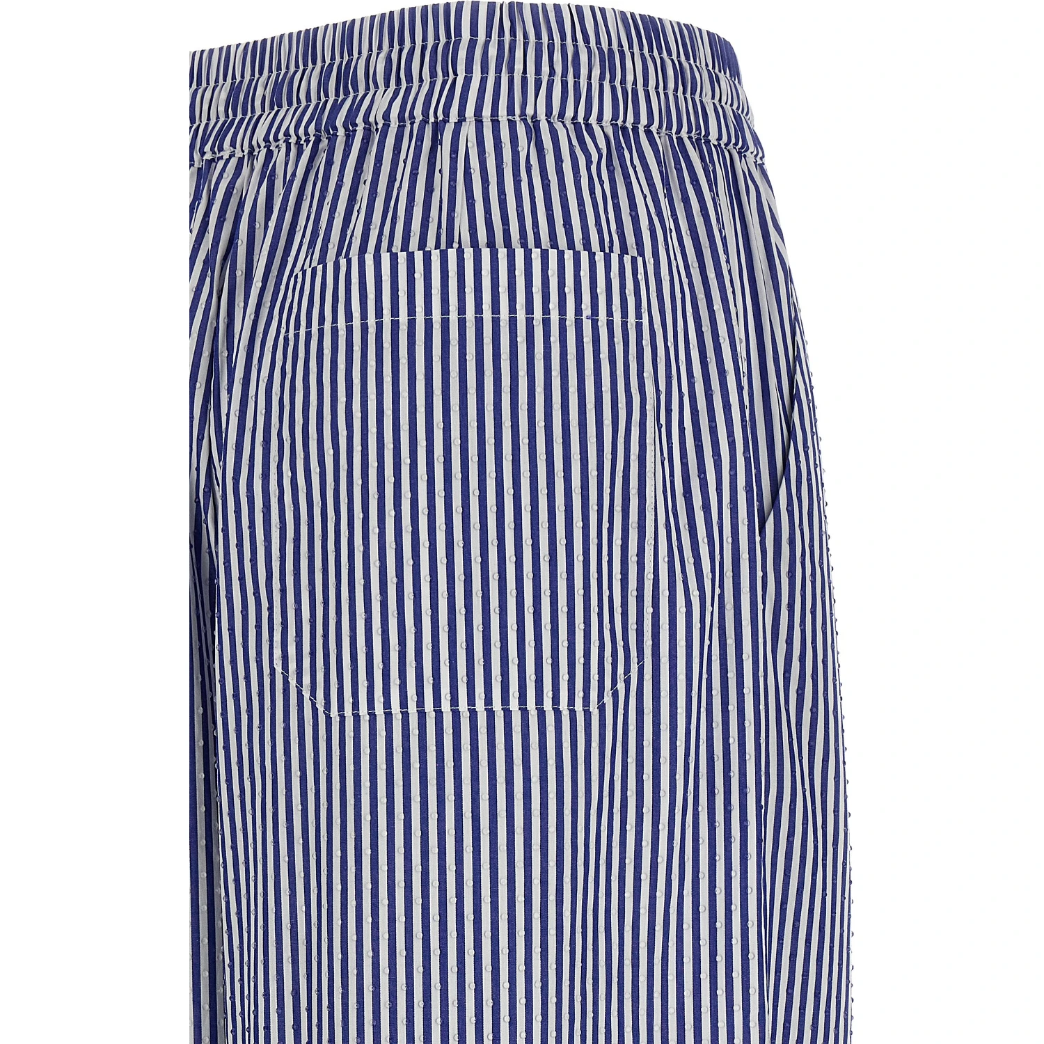 Blue Cotton Casual Pants