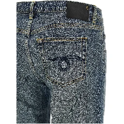 Blue Cotton Flared Jeans