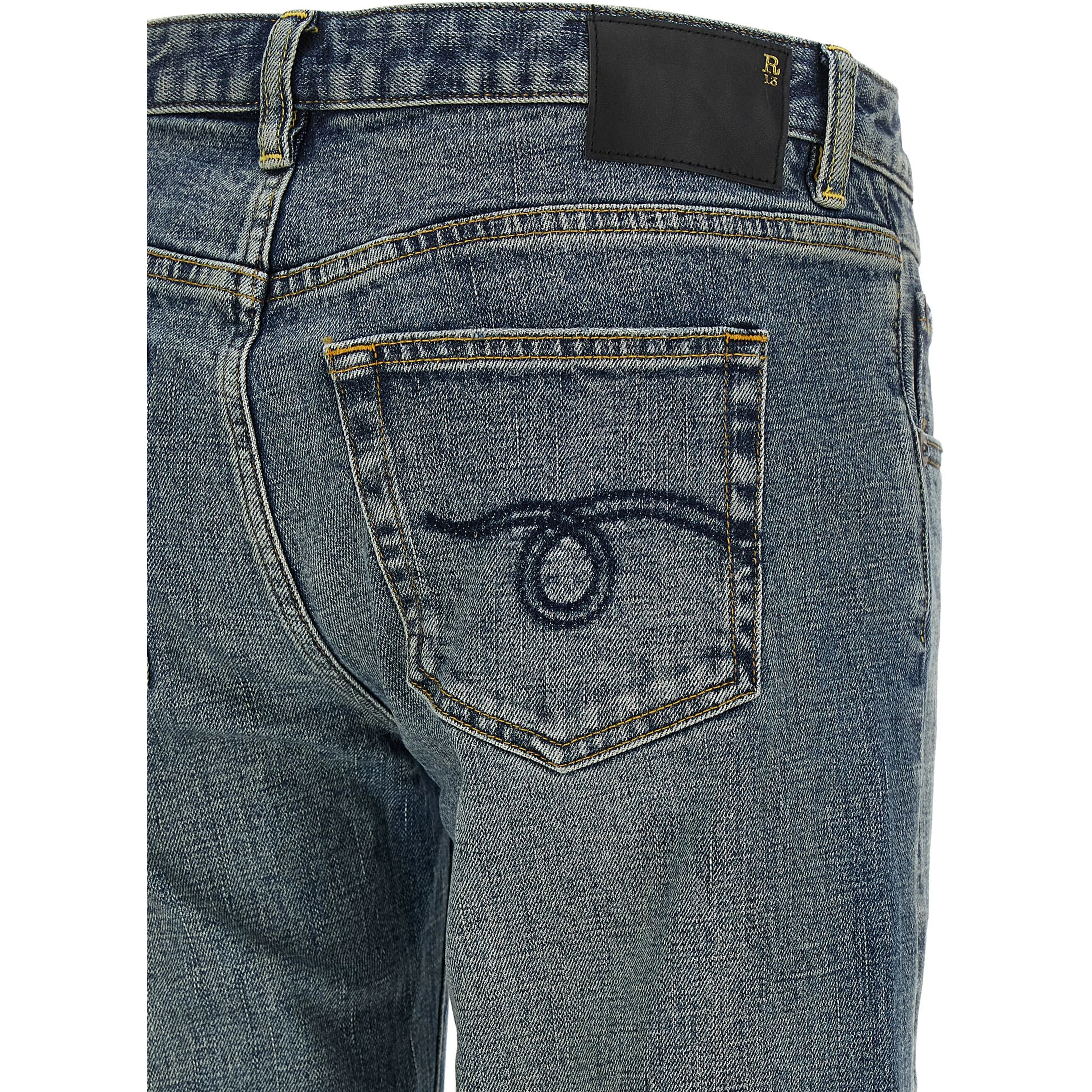 Blue Cotton Flared Jeans