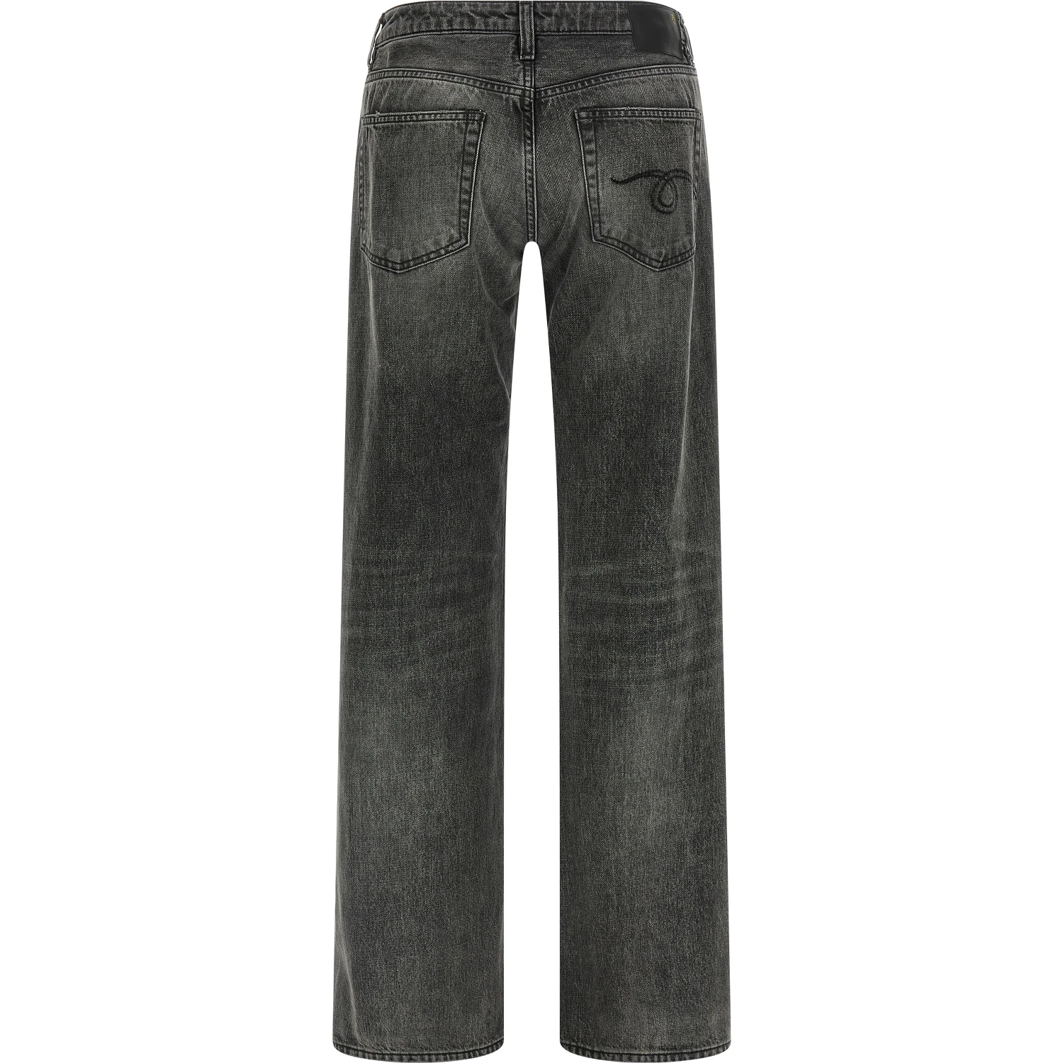 Gray Cotton Straight-Leg Jeans