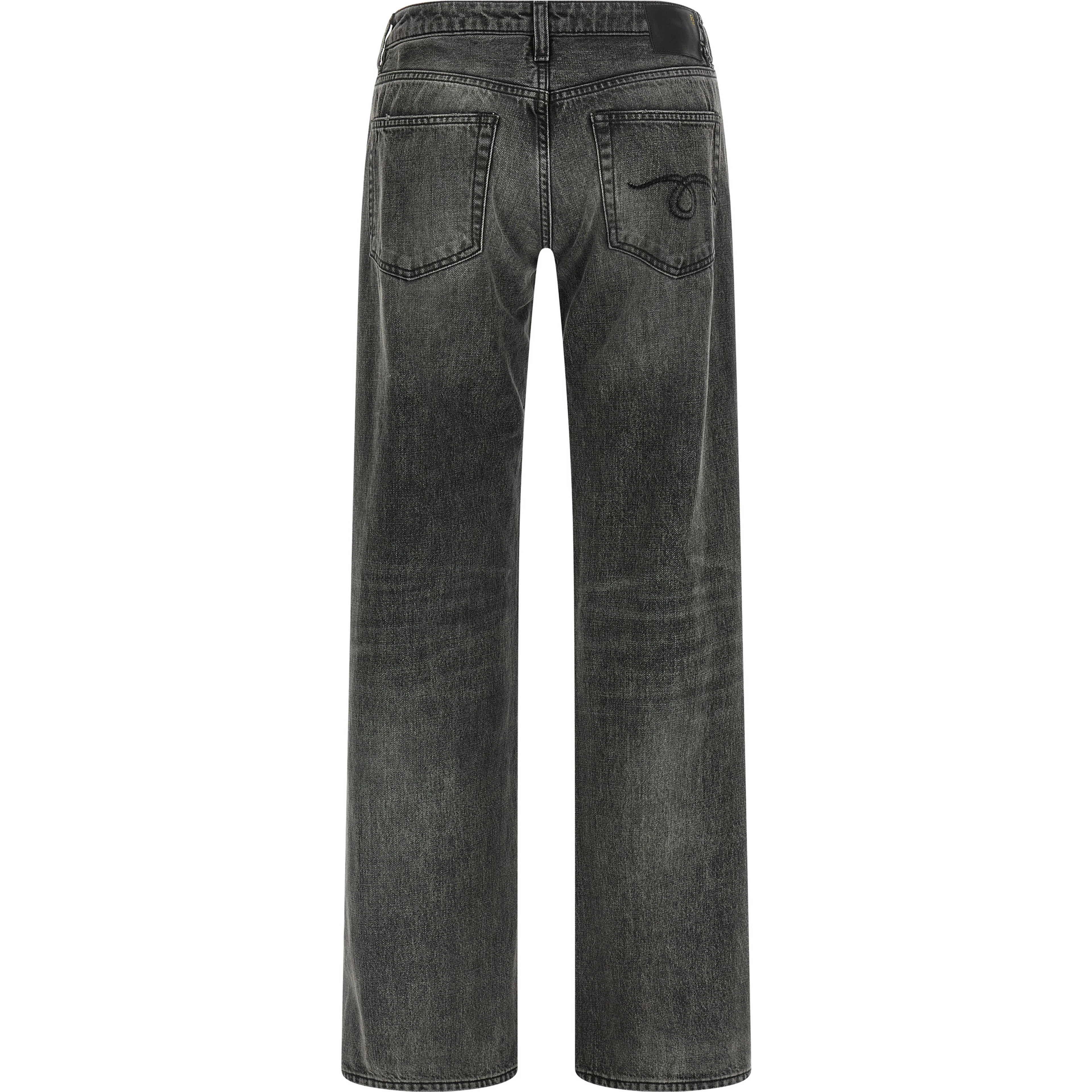 Gray Cotton Straight-Leg Jeans