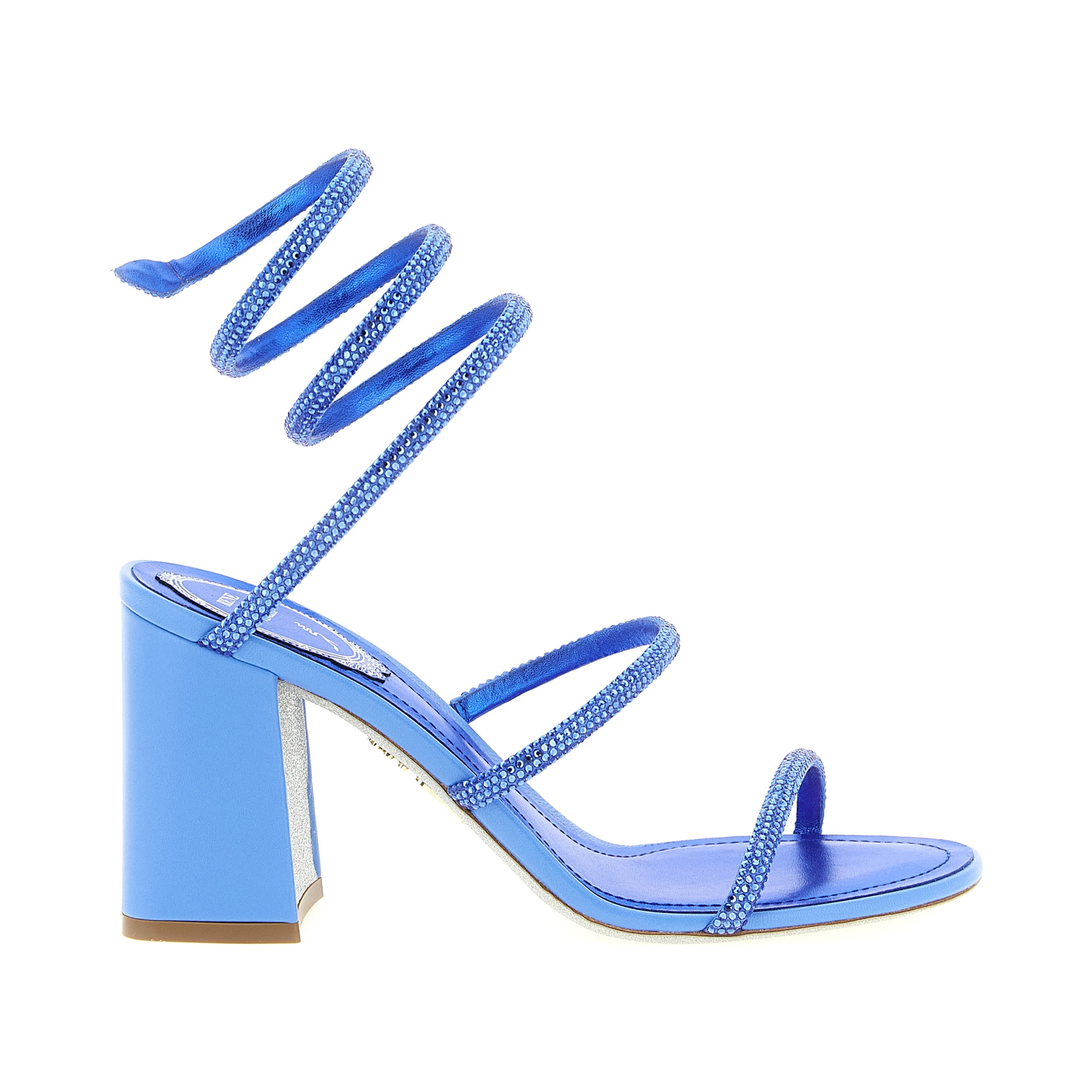 Blue Viscose Stiletto Heel Sandals