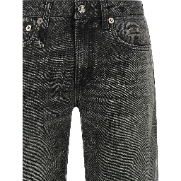 Gray Cotton Straight-Leg Jeans