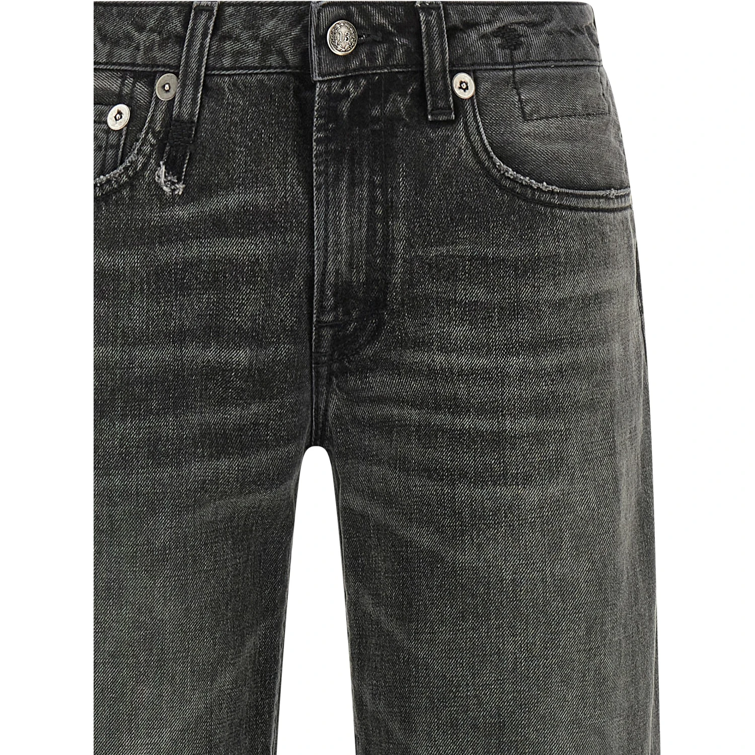 Gray Cotton Straight-Leg Jeans