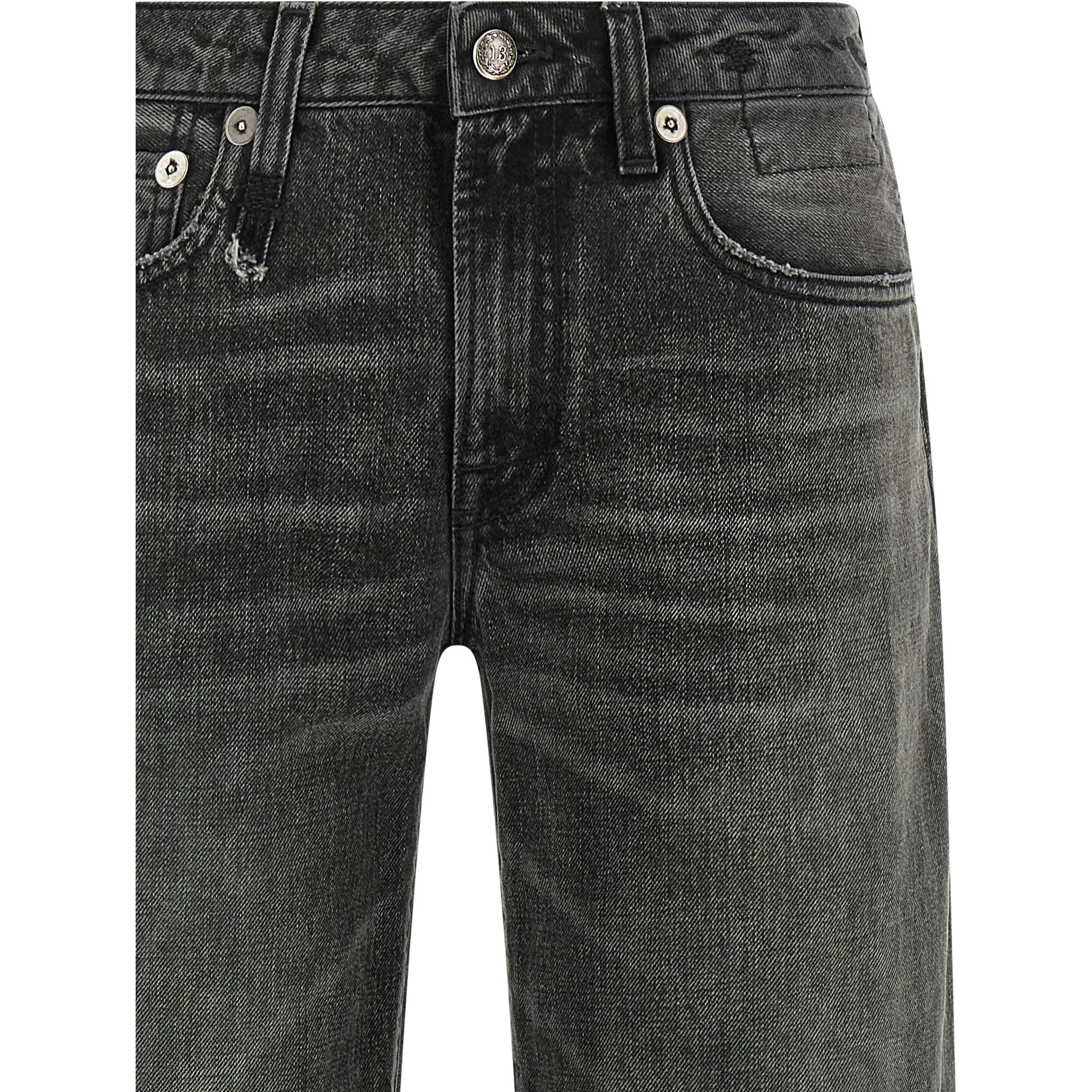Gray Cotton Straight-Leg Jeans