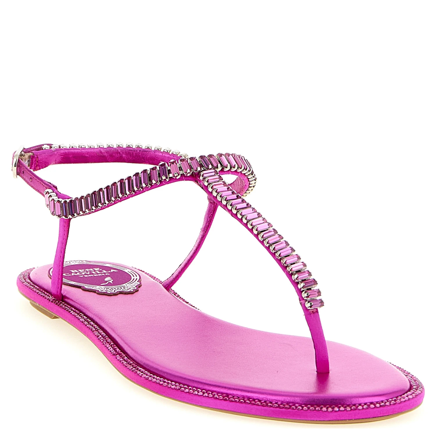 Fuchsia Viscose Flat Sandals