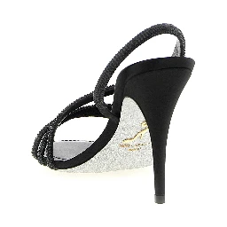 Black Viscose Stiletto Heel Sandals
