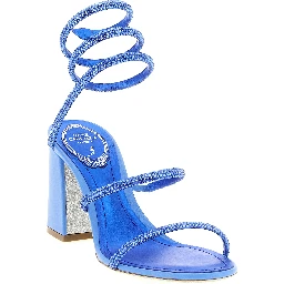 Blue Viscose Stiletto Heel Sandals