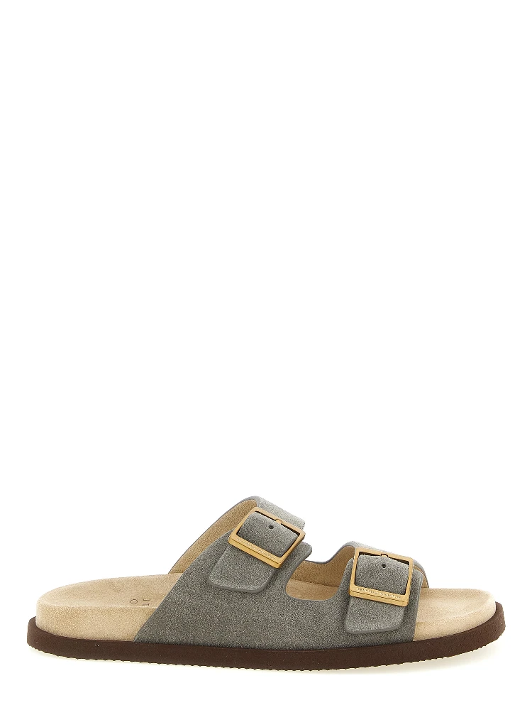Gray Calfskin Slides