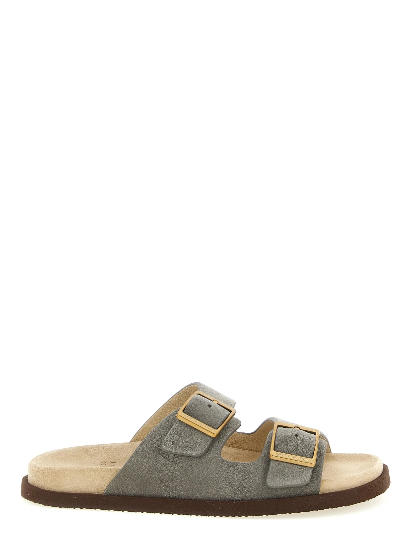 Gray Calfskin Slides