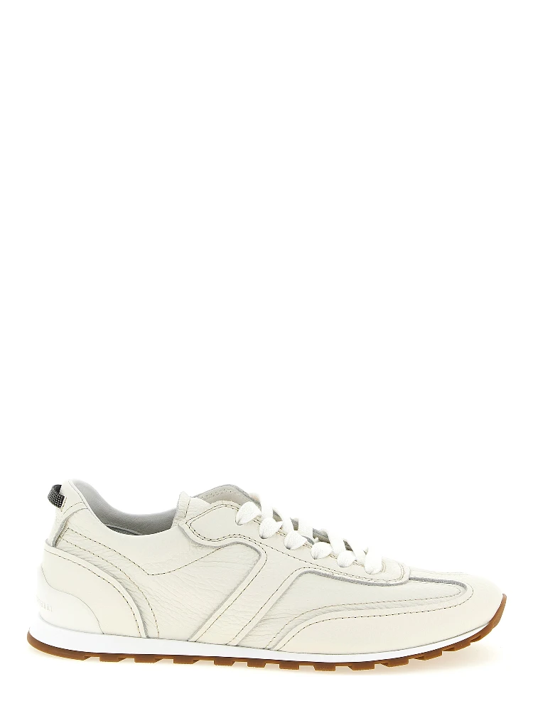 White Goatskin Athletic Sneakers