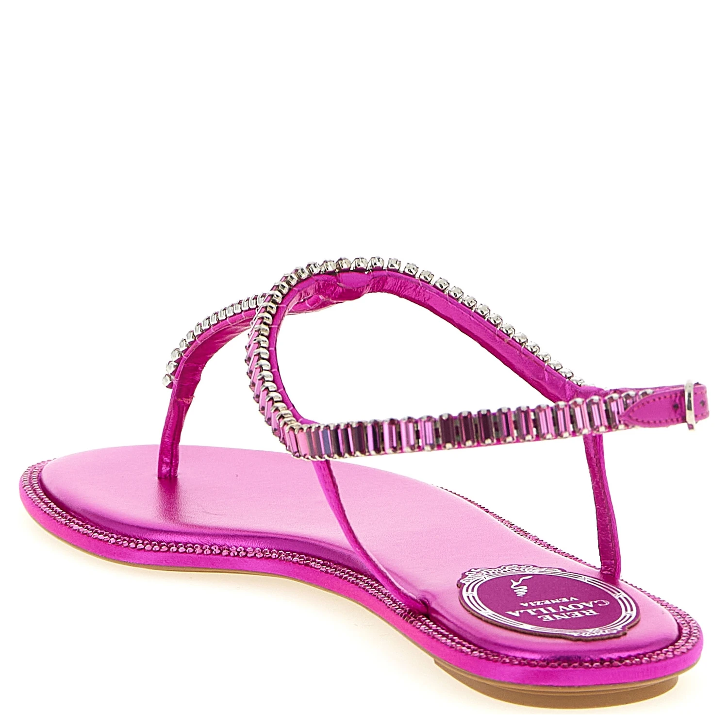 Fuchsia Viscose Flat Sandals