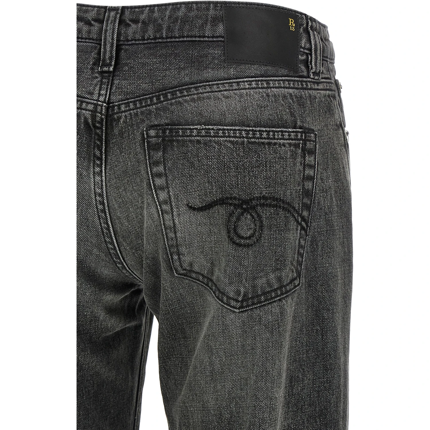 Gray Cotton Straight-Leg Jeans