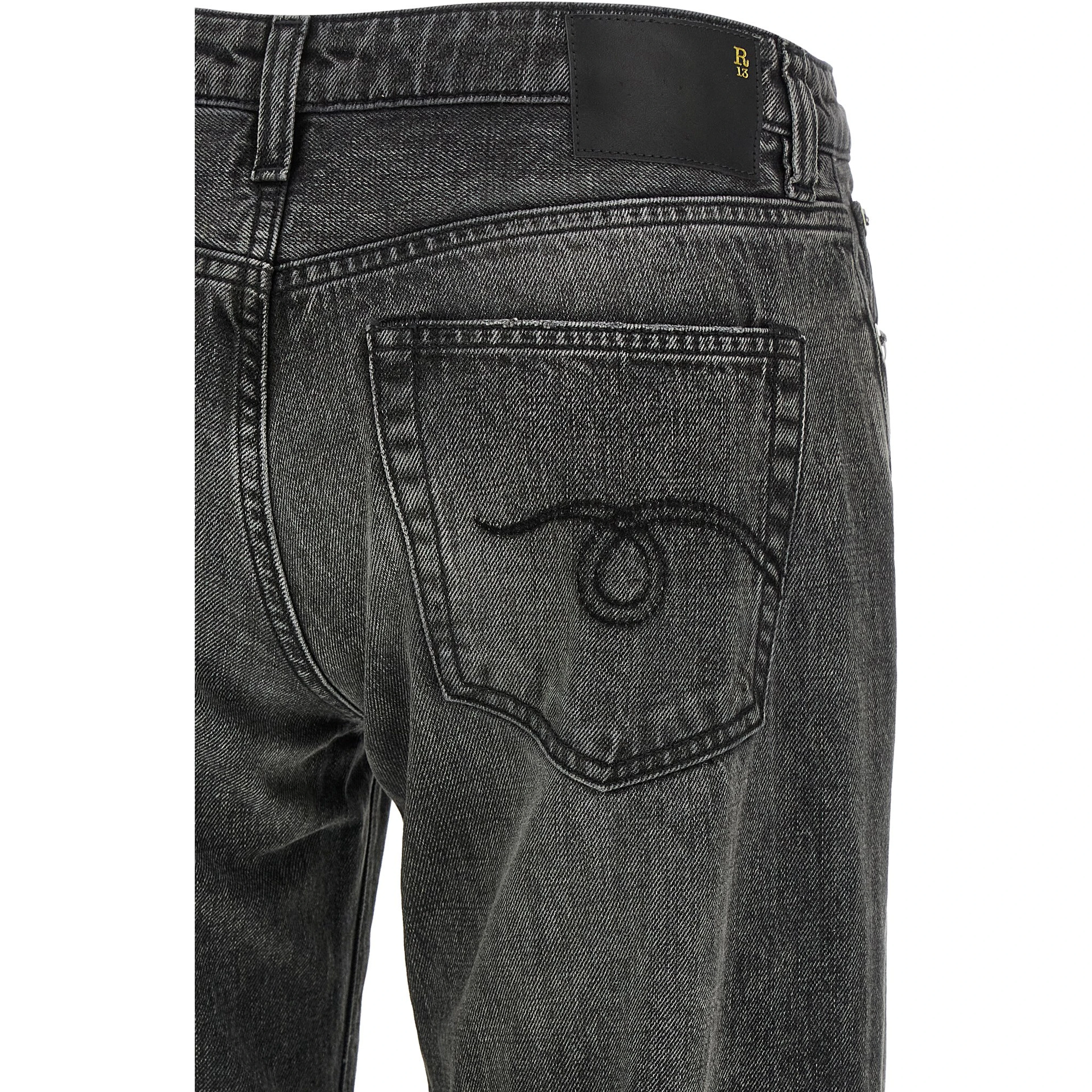Gray Cotton Straight-Leg Jeans