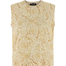 Bicolor Silk Sleeveless Jacket