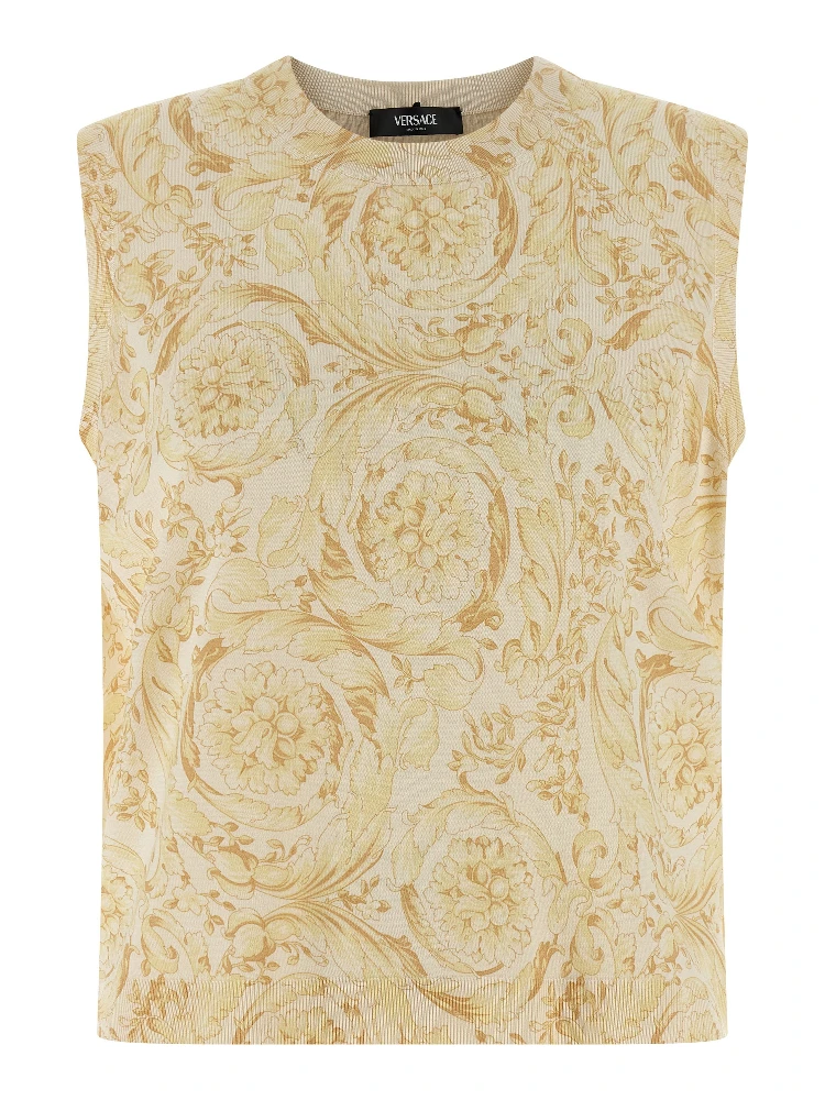 Bicolor Silk Sleeveless Jacket