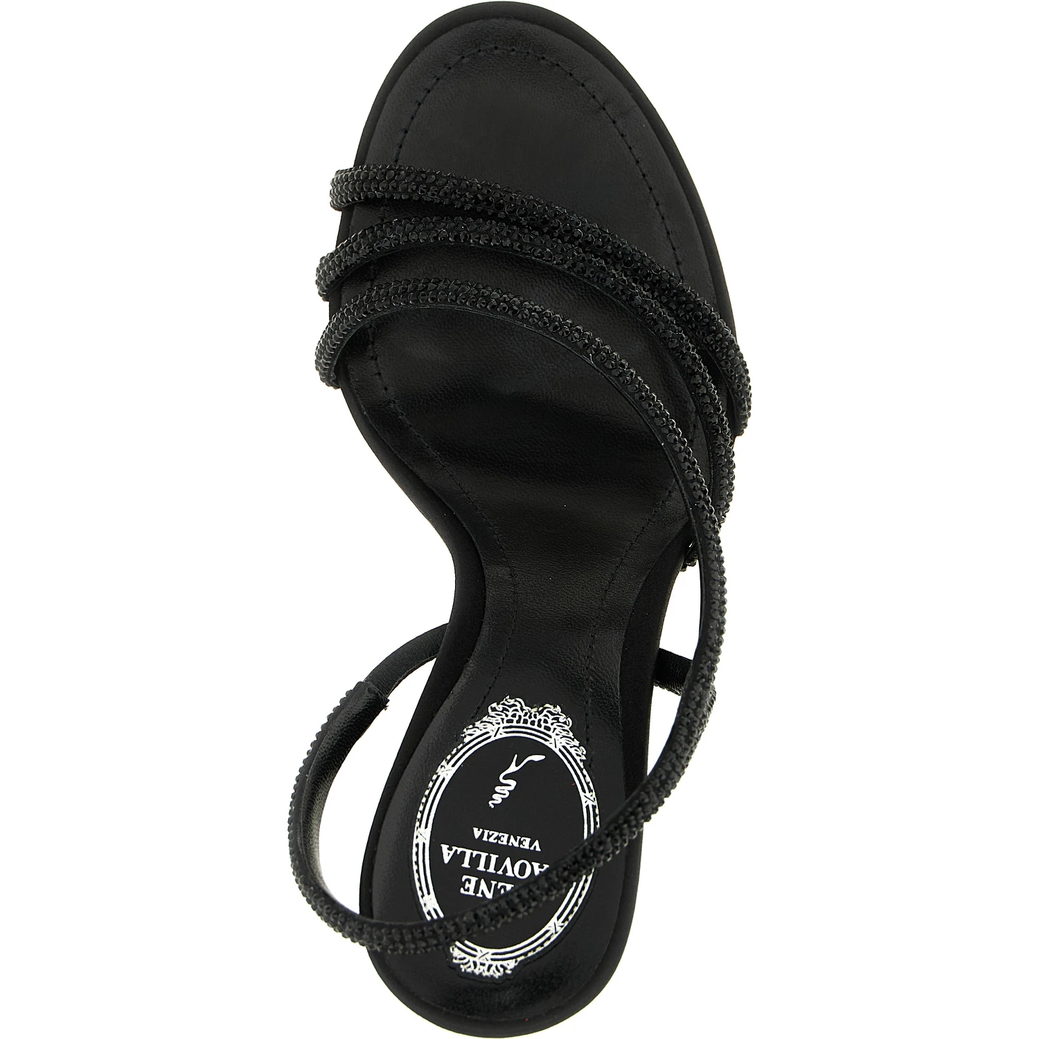 Black Viscose Stiletto Heel Sandals