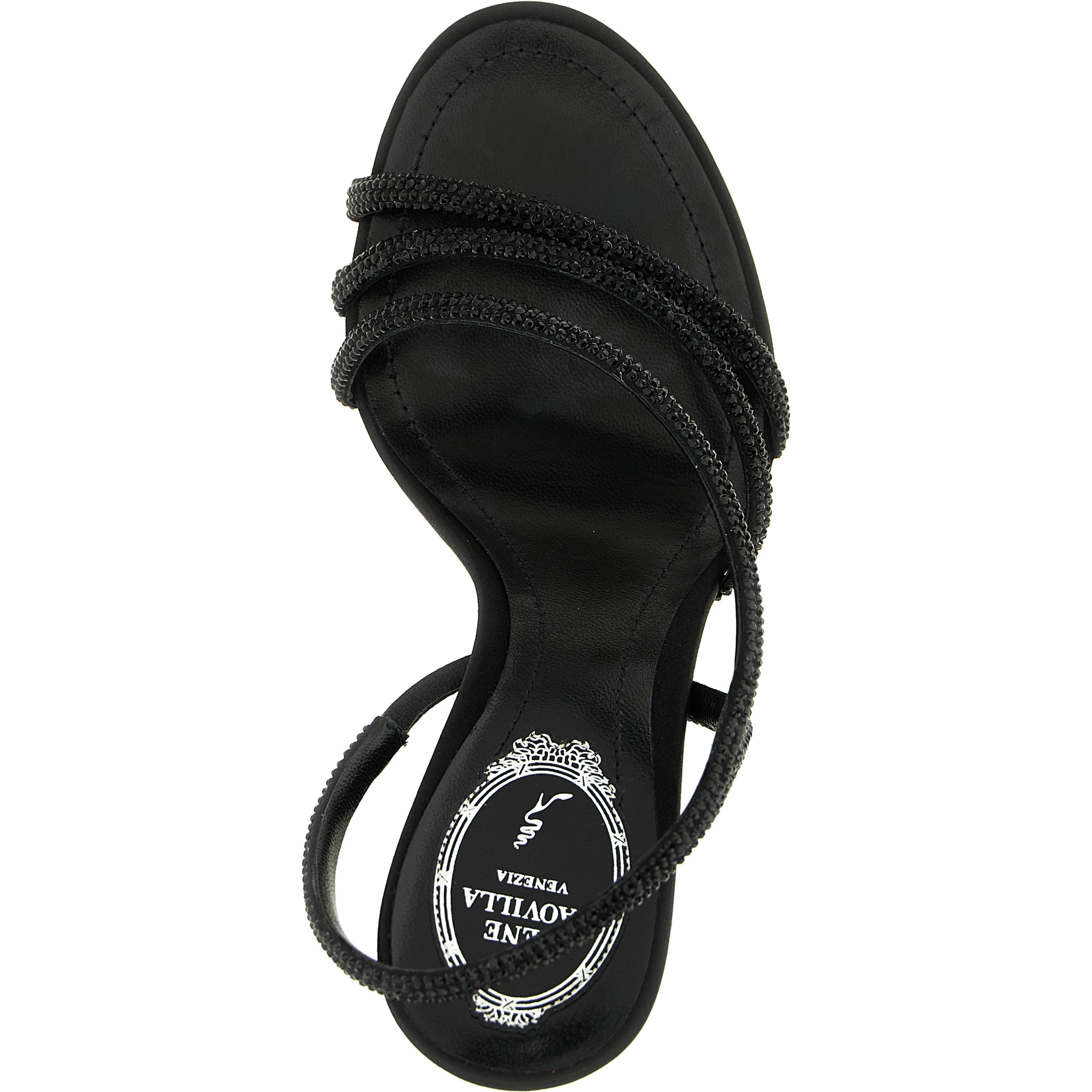 Black Viscose Stiletto Heel Sandals