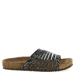 Black Lamb Leather Slides
