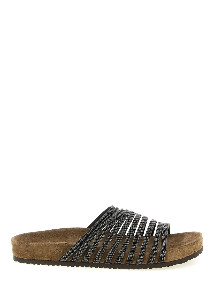 Black Lamb Leather Slides