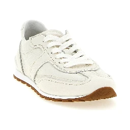 White Goatskin Athletic Sneakers