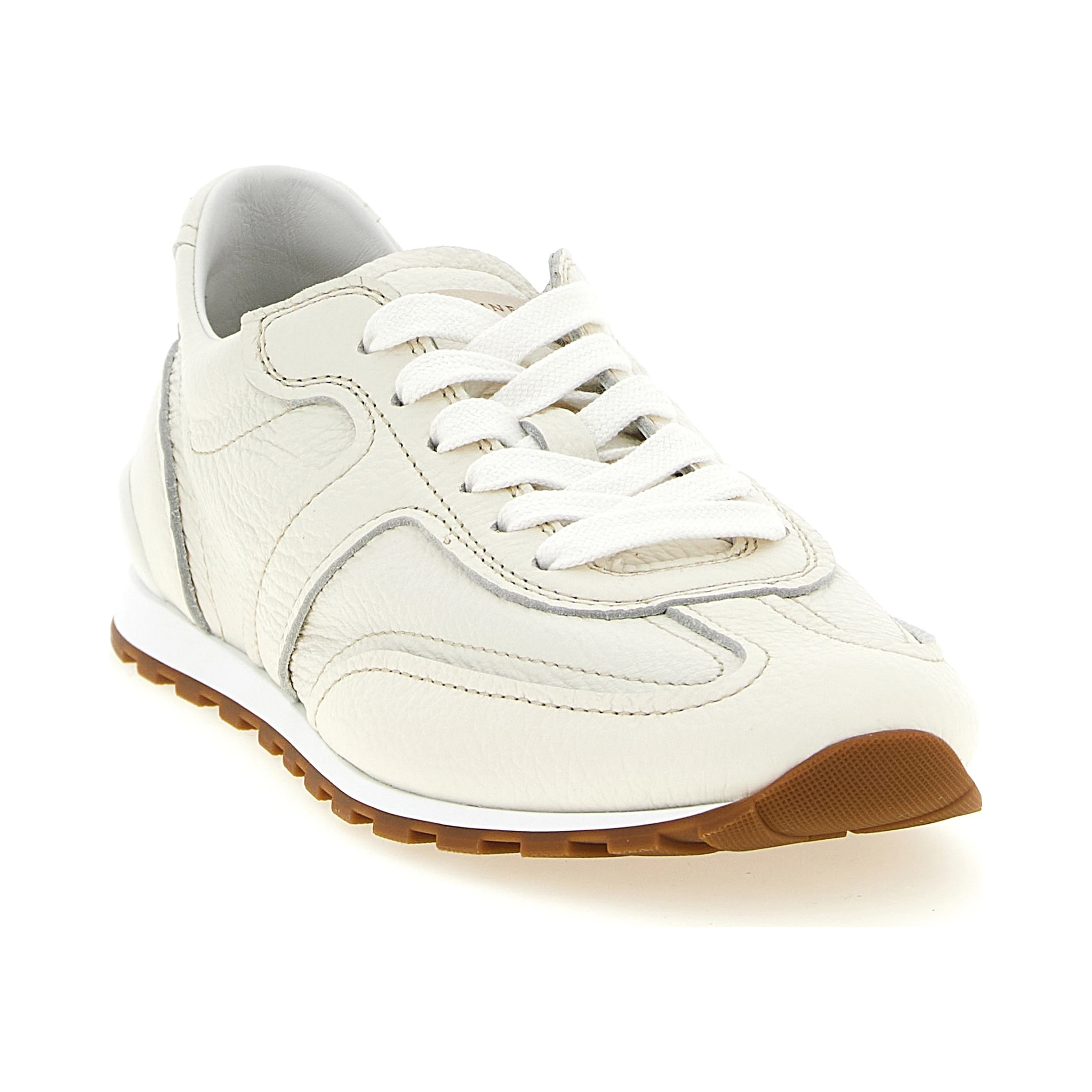 White Goatskin Athletic Sneakers