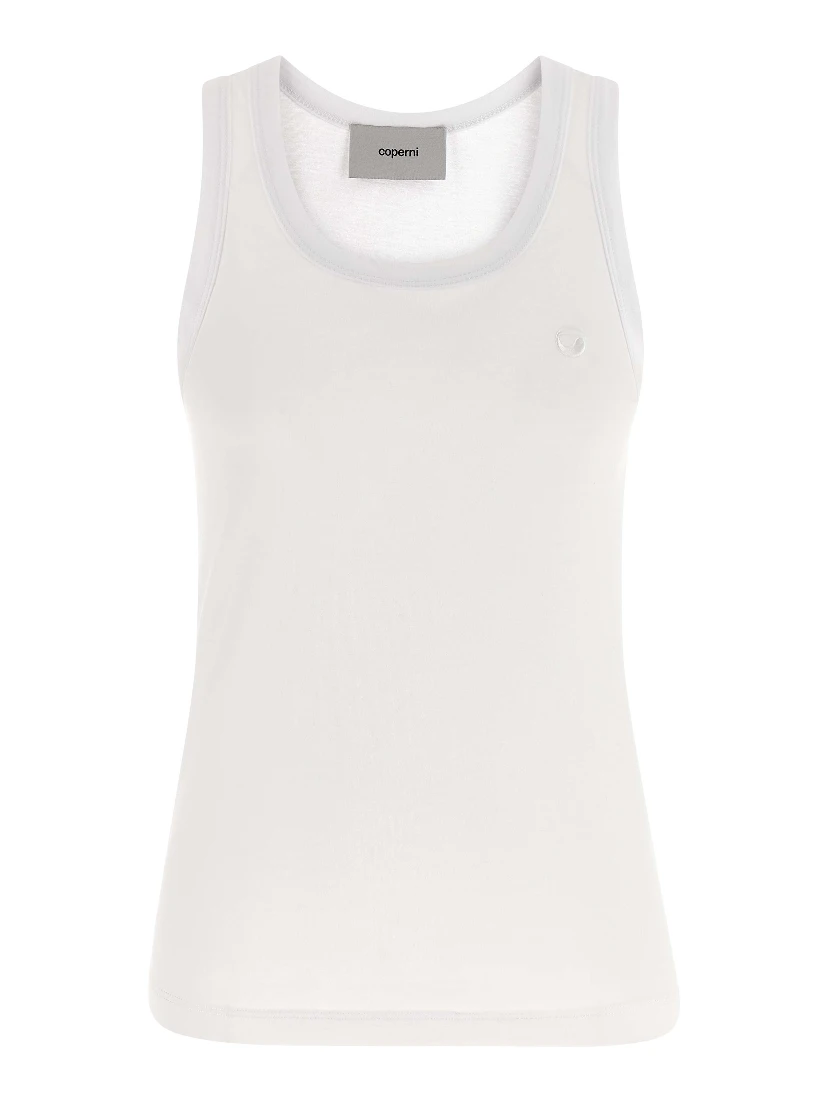 White Cotton Sleeveles T-Shirt