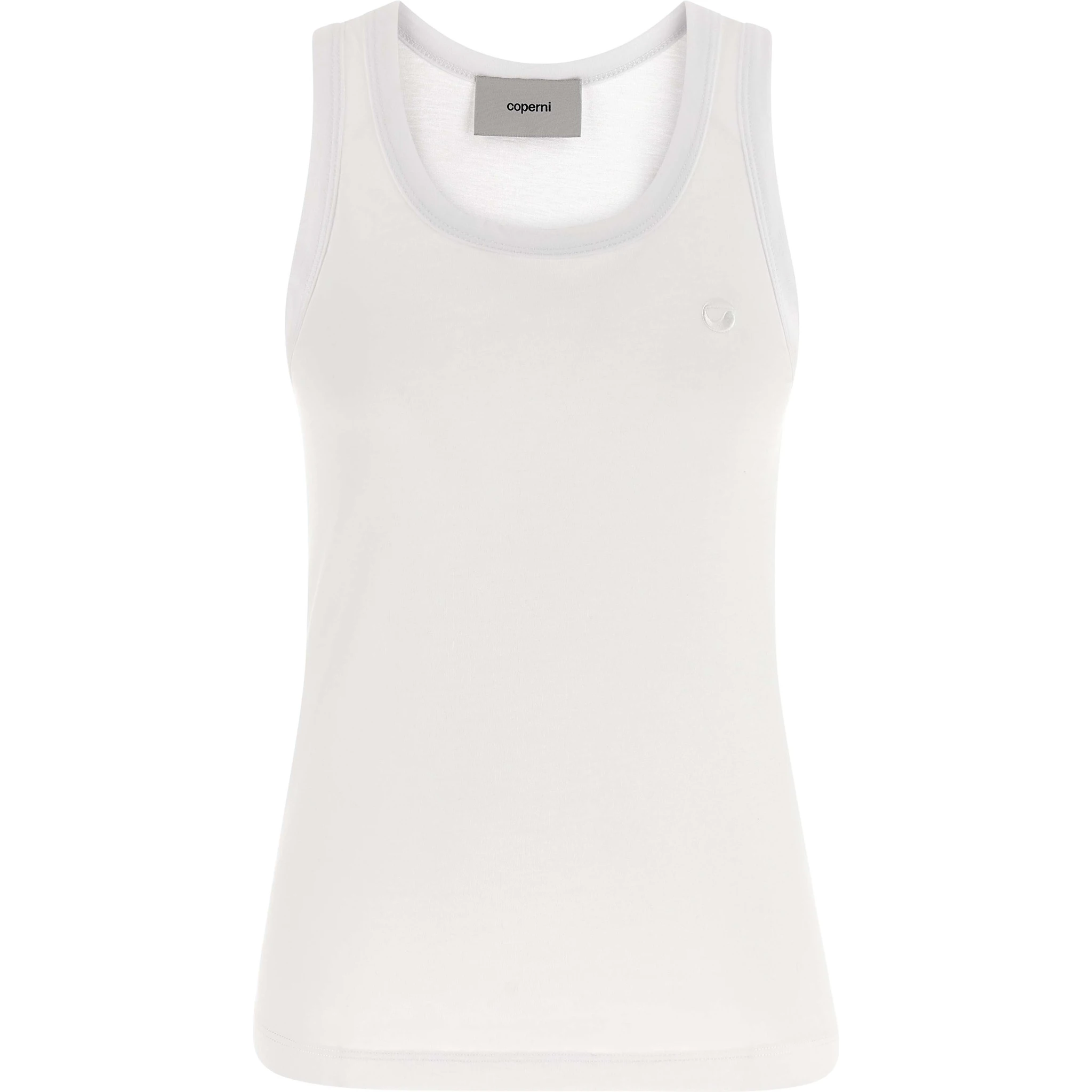 White Cotton Sleeveles T-Shirt