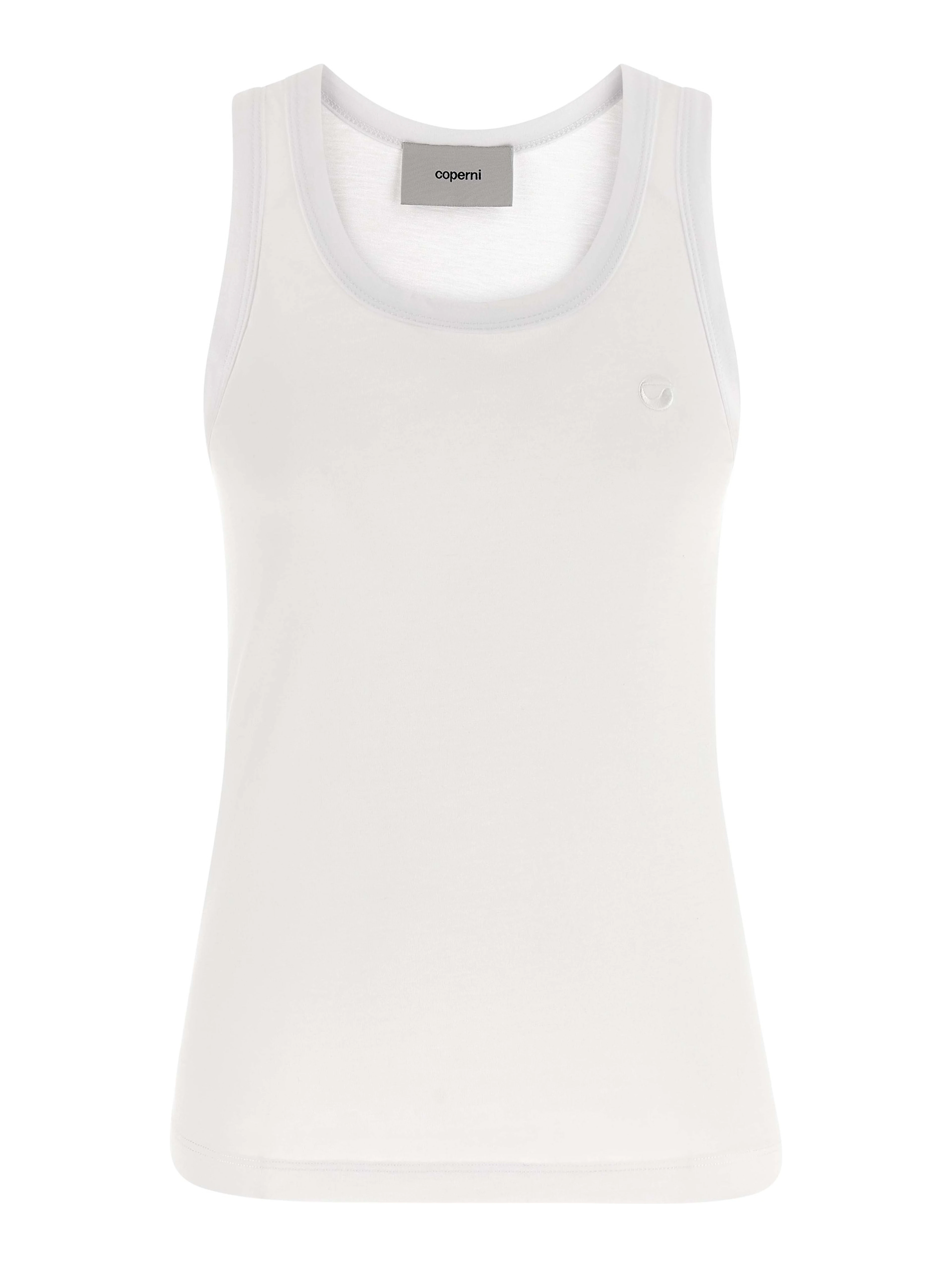 White Cotton Sleeveles T-Shirt