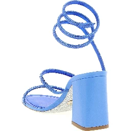 Blue Viscose Stiletto Heel Sandals