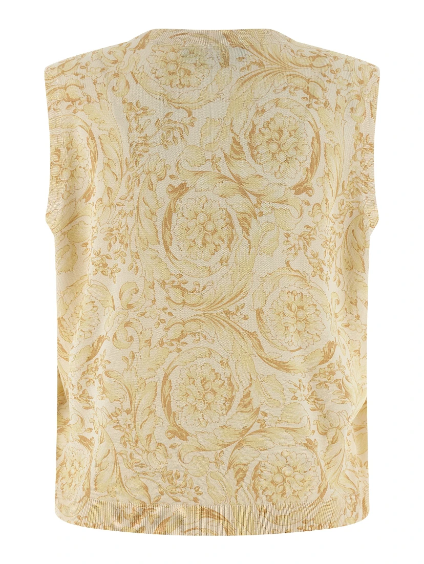 Bicolor Silk Sleeveless Jacket