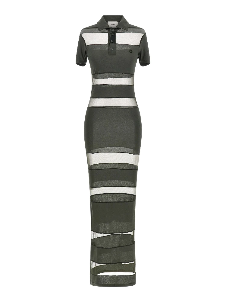 Bicolor Cotton Long Dress