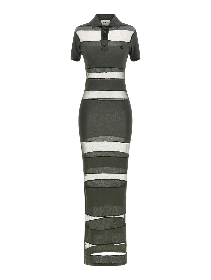 Bicolor Cotton Long Dress