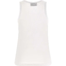 White Cotton Sleeveles T-Shirt