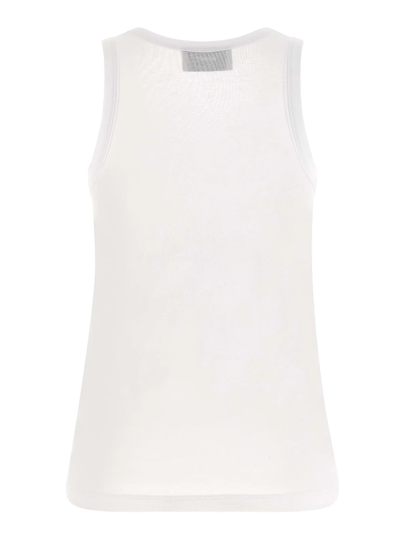White Cotton Sleeveles T-Shirt