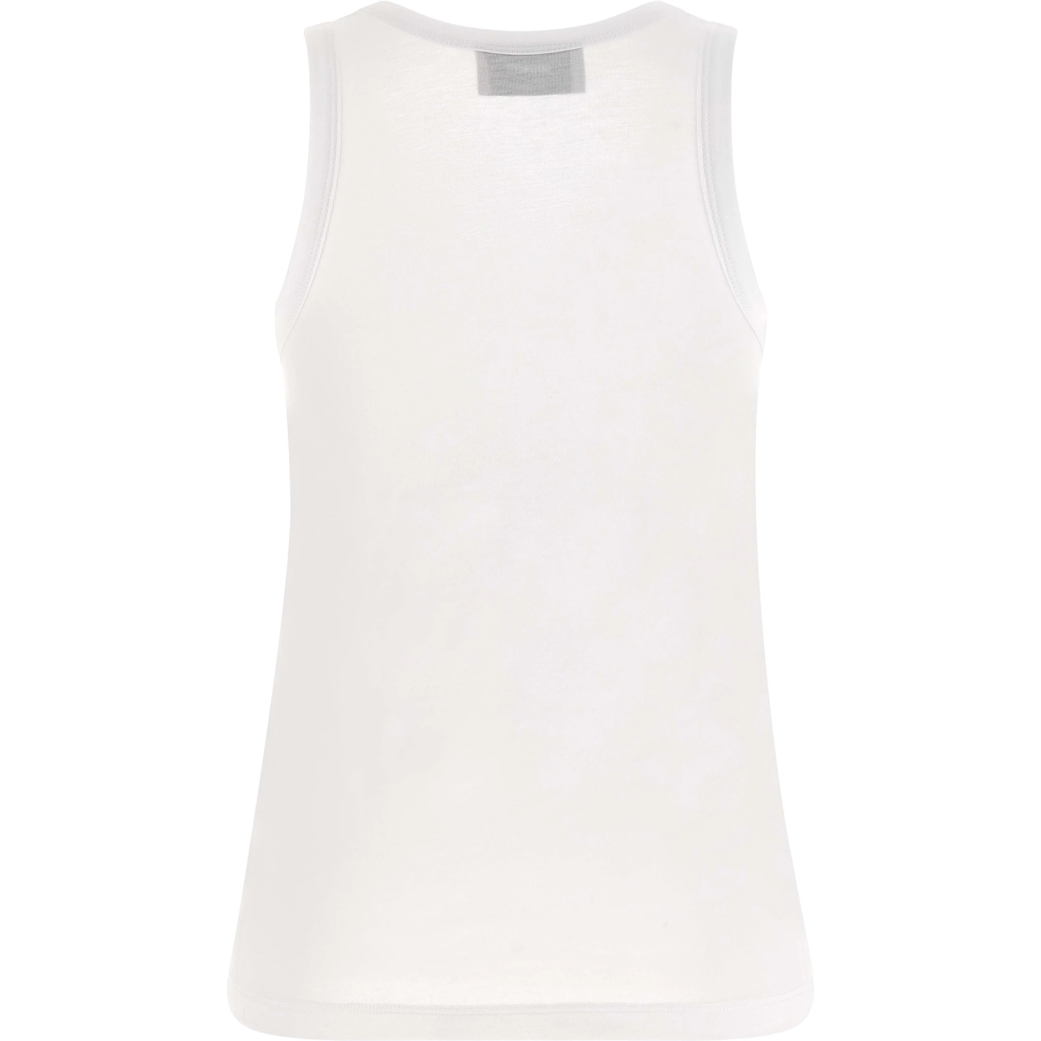 White Cotton Sleeveles T-Shirt