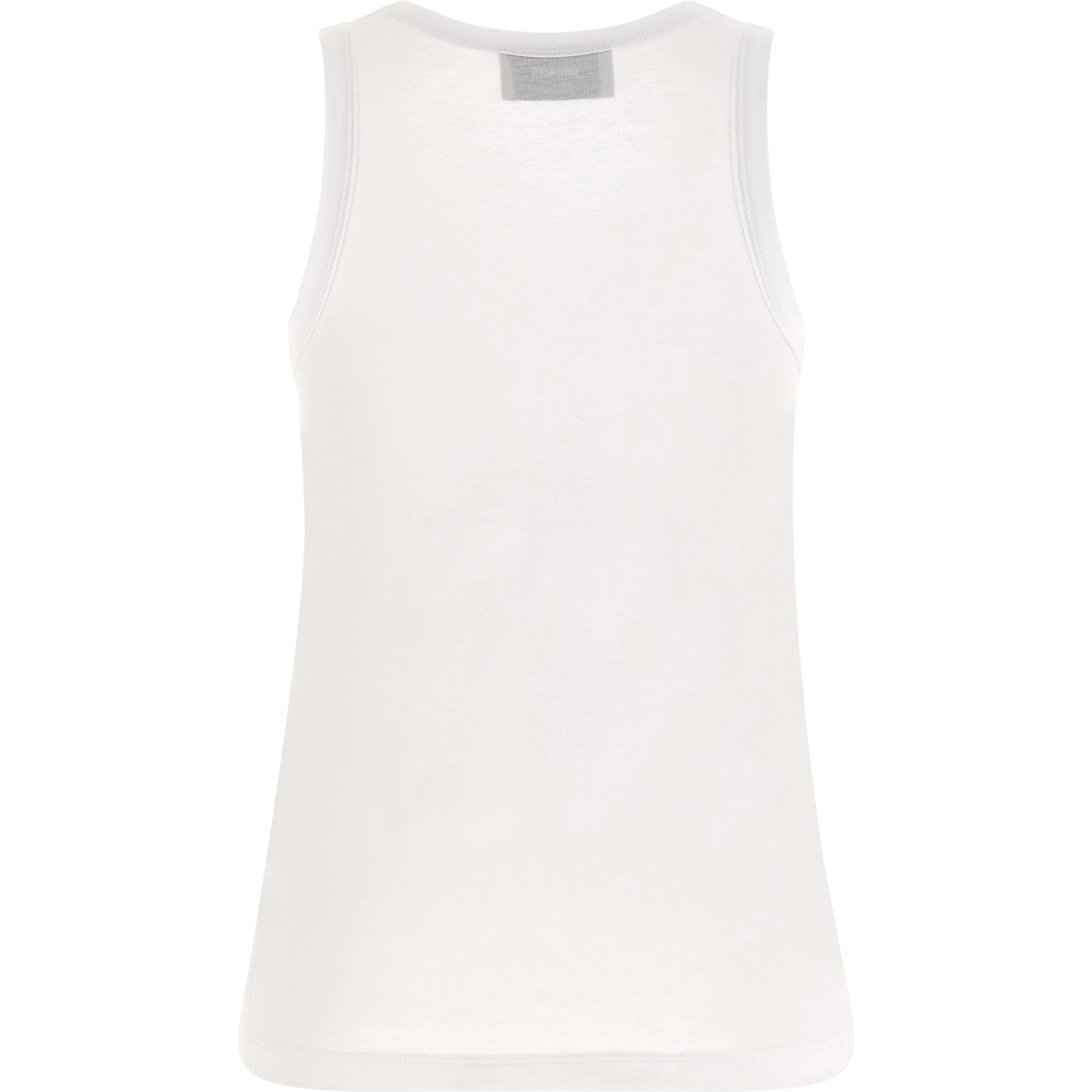 White Cotton Sleeveles T-Shirt
