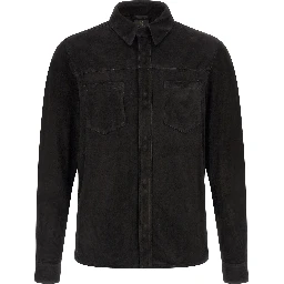Black Suede Leather Blouse