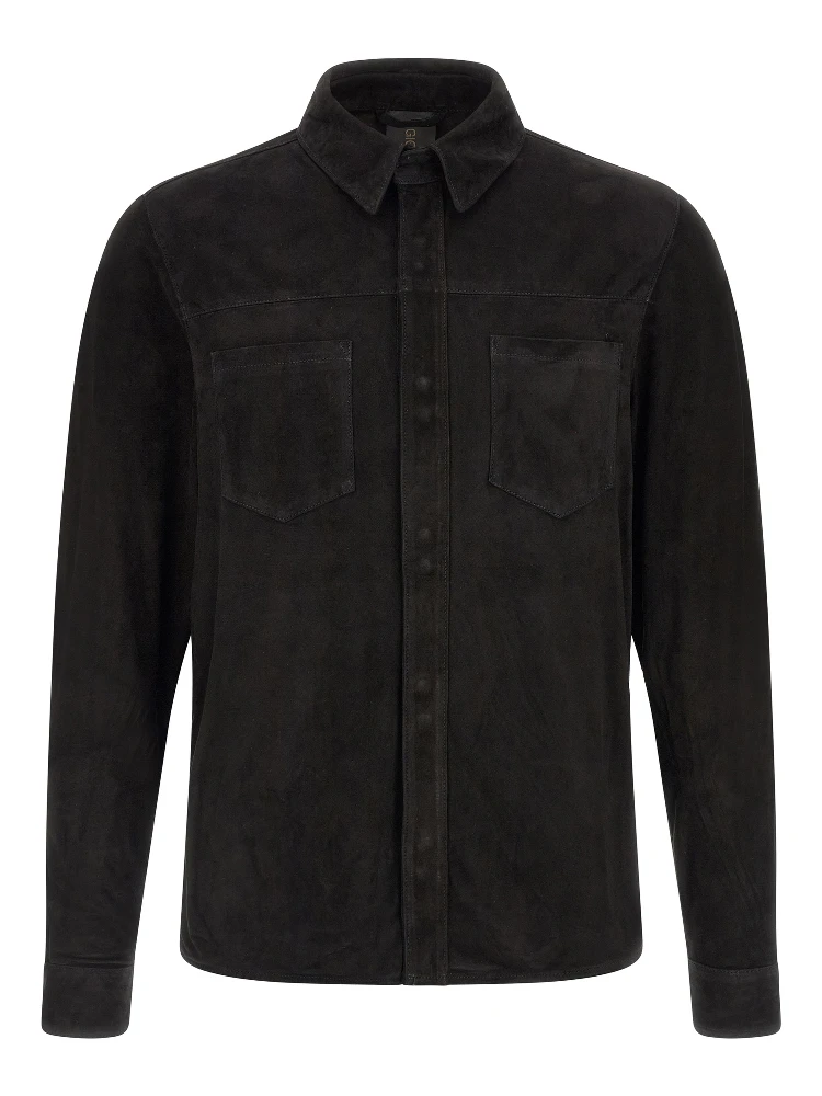 Black Suede Leather Blouse