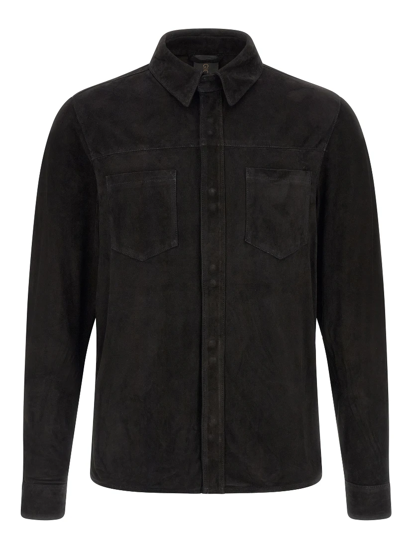 Black Suede Leather Blouse