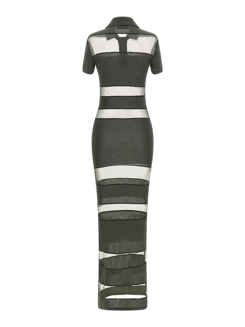 Bicolor Cotton Long Dress