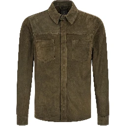 Bicolor Suede Leather Blouse