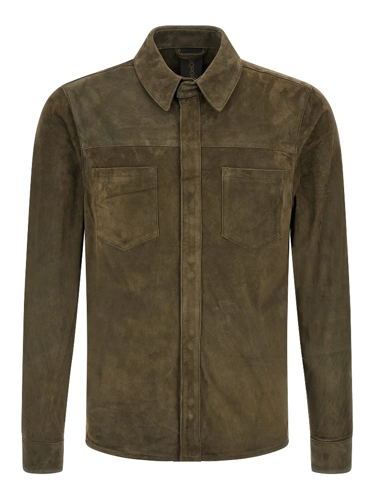 Bicolor Suede Leather Blouse