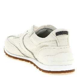 White Goatskin Athletic Sneakers