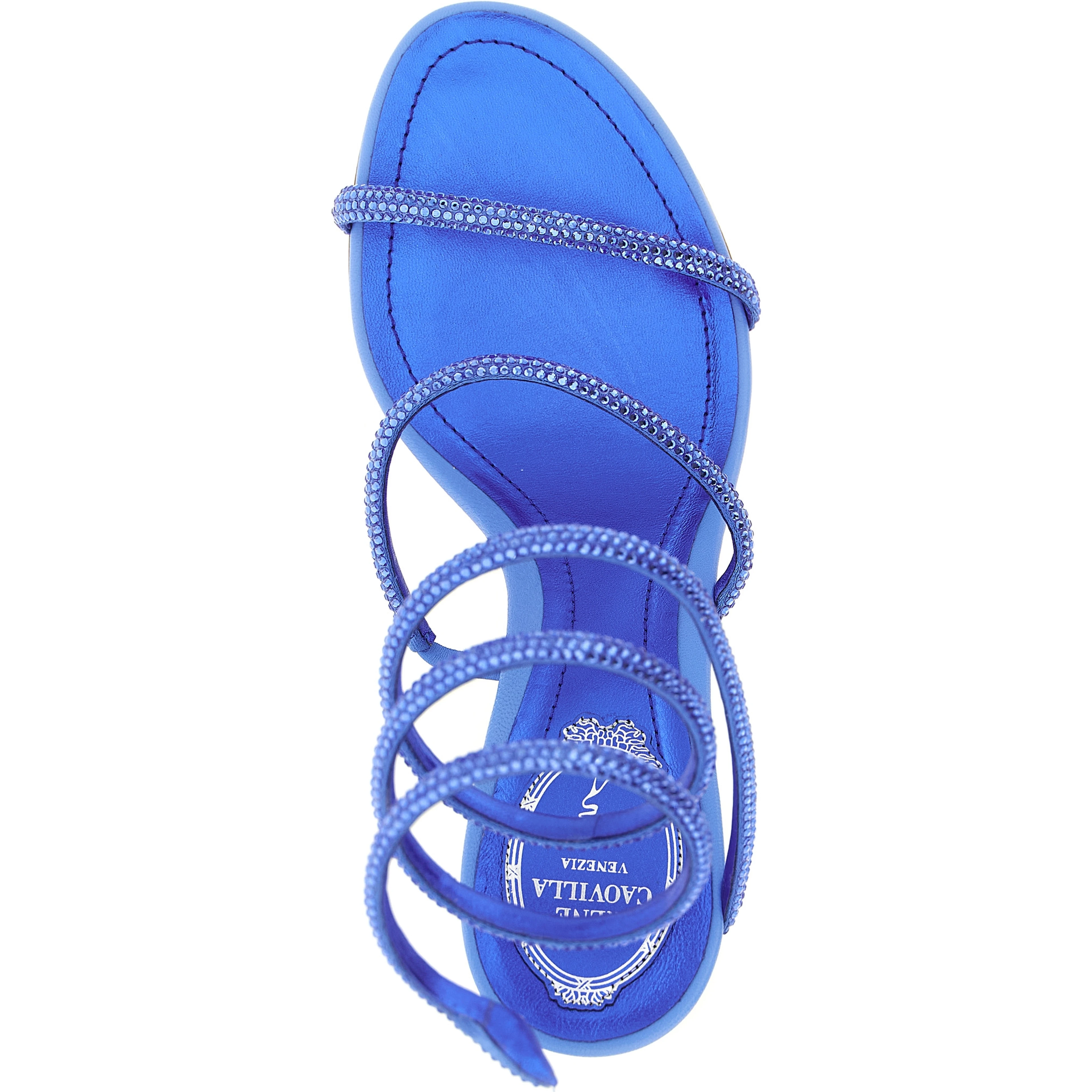 Blue Viscose Stiletto Heel Sandals