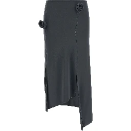 Gray Polyamide Midi Skirt