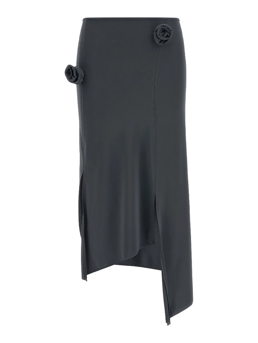 Gray Polyamide Midi Skirt
